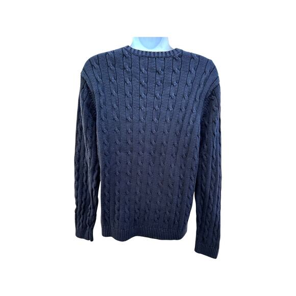 Chaps Blue Cable Knit Sweater XL with Button Shoulder Accents - Picture 4 of 5